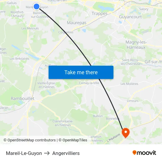 Mareil-Le-Guyon to Angervilliers map