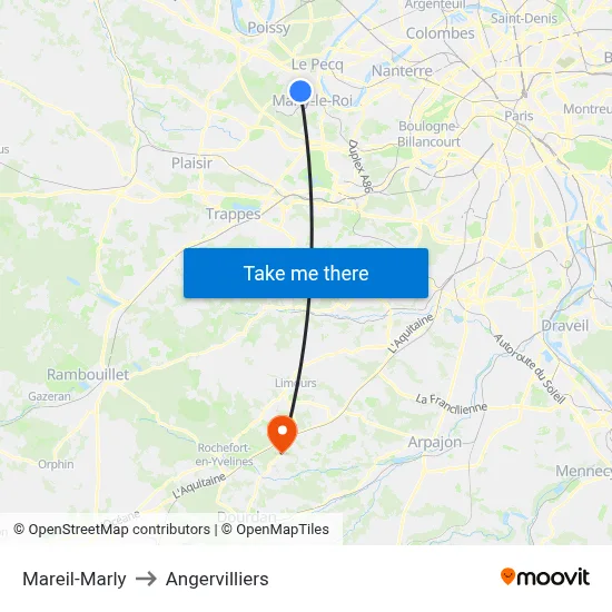 Mareil-Marly to Angervilliers map