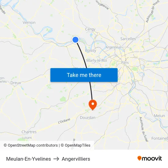 Meulan-En-Yvelines to Angervilliers map
