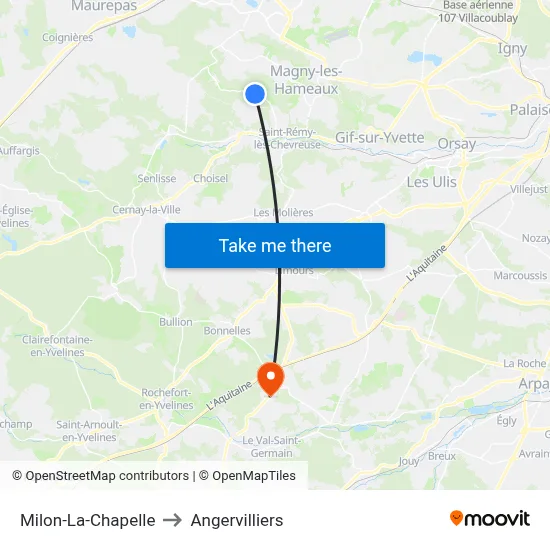 Milon-La-Chapelle to Angervilliers map