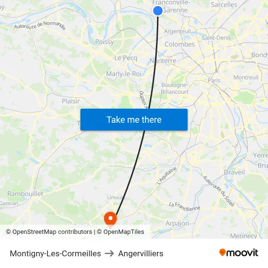 Montigny-Les-Cormeilles to Angervilliers map