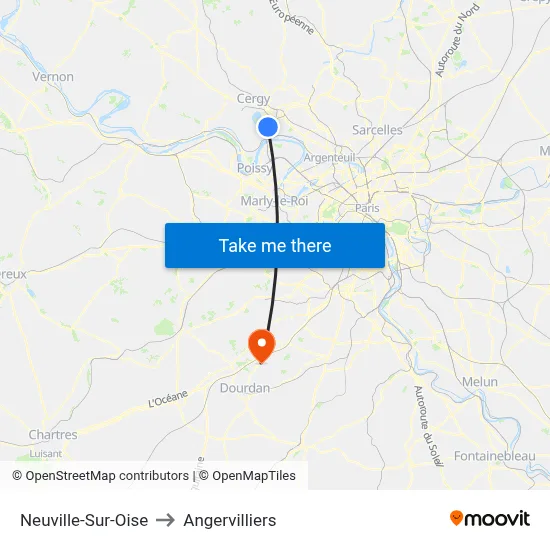 Neuville-Sur-Oise to Angervilliers map