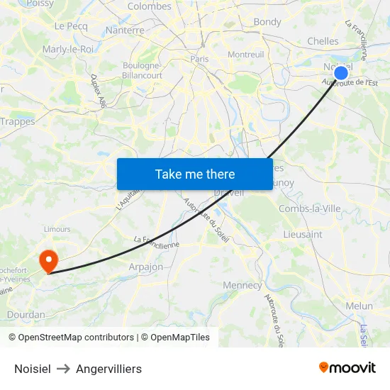 Noisiel to Angervilliers map