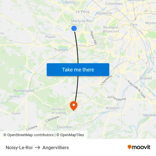 Noisy-Le-Roi to Angervilliers map