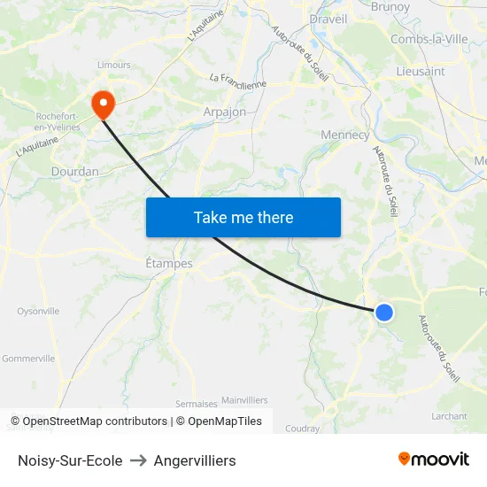Noisy-Sur-Ecole to Angervilliers map