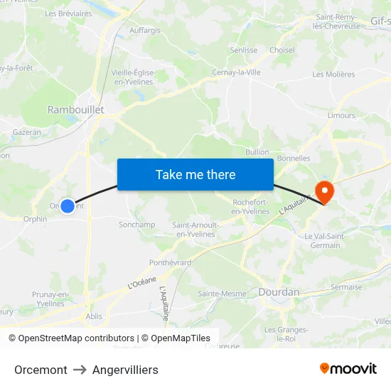 Orcemont to Angervilliers map