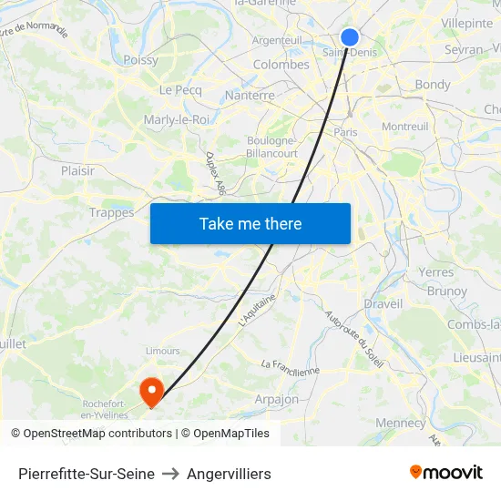 Pierrefitte-Sur-Seine to Angervilliers map