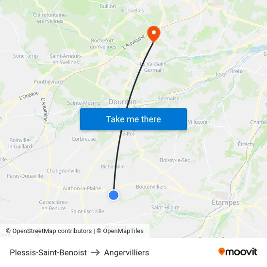 Plessis-Saint-Benoist to Angervilliers map