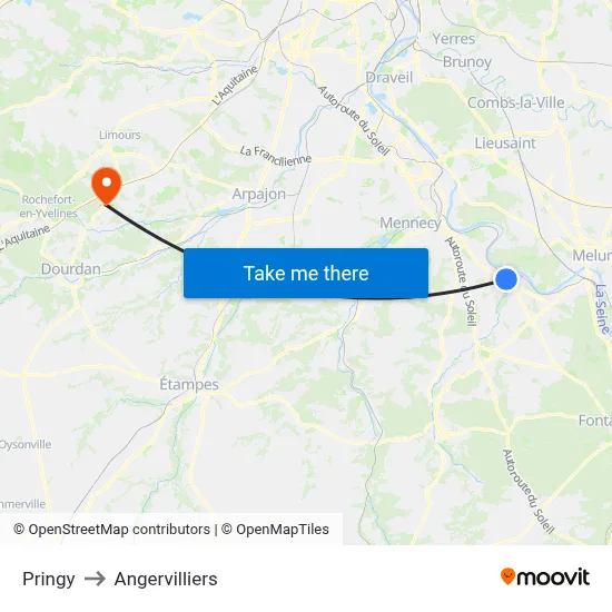 Pringy to Angervilliers map