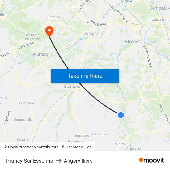 Prunay-Sur-Essonne to Angervilliers map