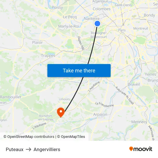 Puteaux to Angervilliers map