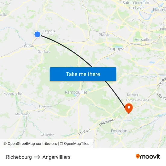 Richebourg to Angervilliers map