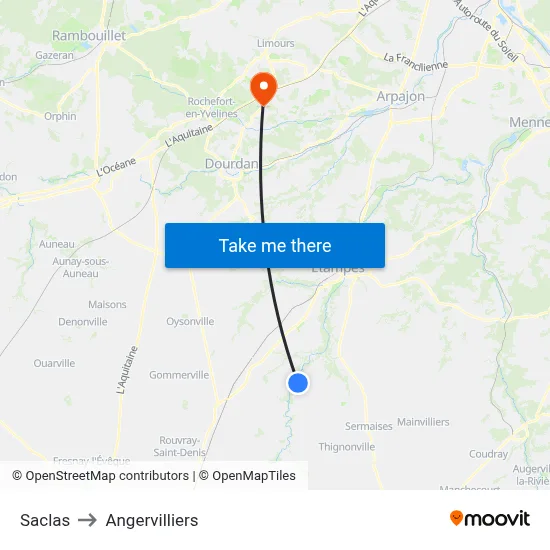 Saclas to Angervilliers map