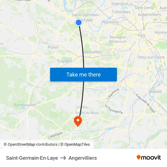 Saint-Germain-En-Laye to Angervilliers map