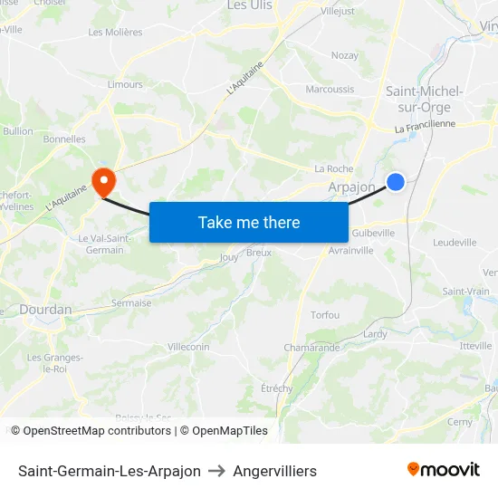 Saint-Germain-Les-Arpajon to Angervilliers map