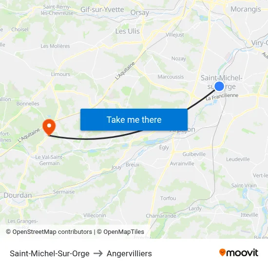 Saint-Michel-Sur-Orge to Angervilliers map