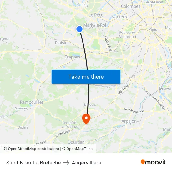 Saint-Nom-La-Breteche to Angervilliers map