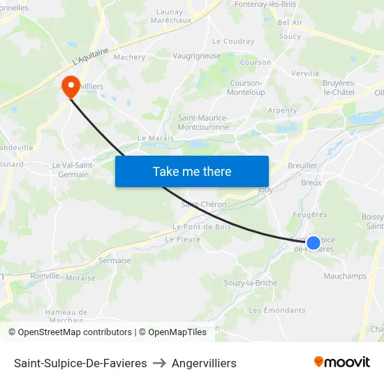Saint-Sulpice-De-Favieres to Angervilliers map