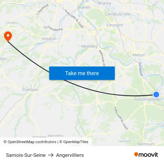 Samois-Sur-Seine to Angervilliers map
