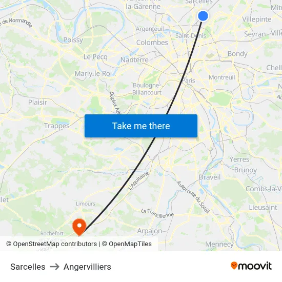 Sarcelles to Angervilliers map