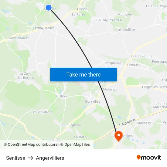 Senlisse to Angervilliers map