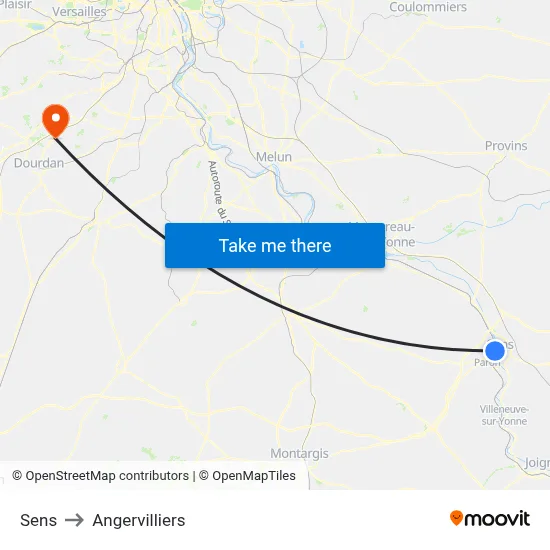 Sens to Angervilliers map