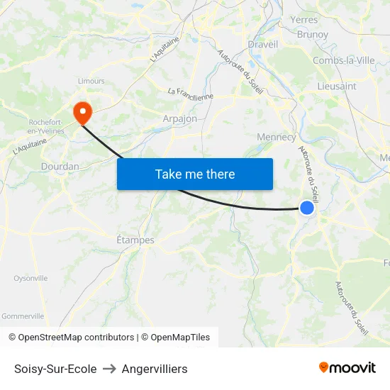 Soisy-Sur-Ecole to Angervilliers map