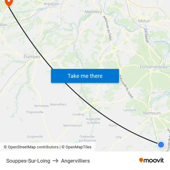 Souppes-Sur-Loing to Angervilliers map