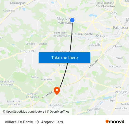 Villiers-Le-Bacle to Angervilliers map