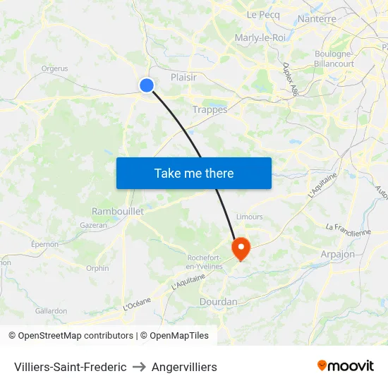 Villiers-Saint-Frederic to Angervilliers map