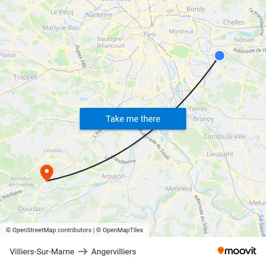 Villiers-Sur-Marne to Angervilliers map