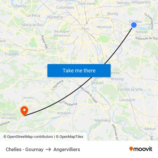 Chelles - Gournay to Angervilliers map