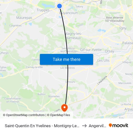 Saint-Quentin En Yvelines - Montigny-Le-Bretonneux to Angervilliers map