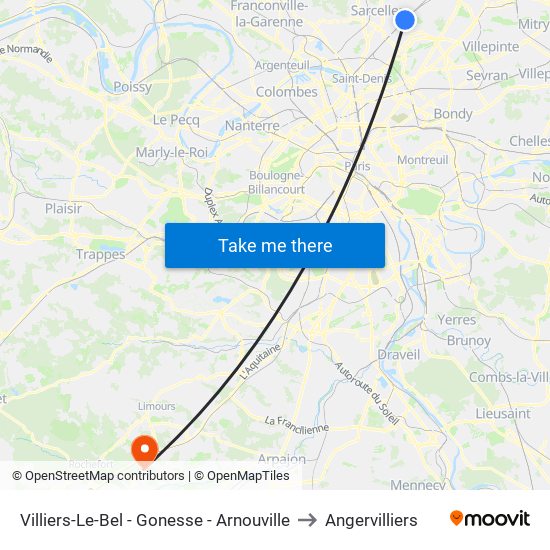 Villiers-Le-Bel - Gonesse - Arnouville to Angervilliers map