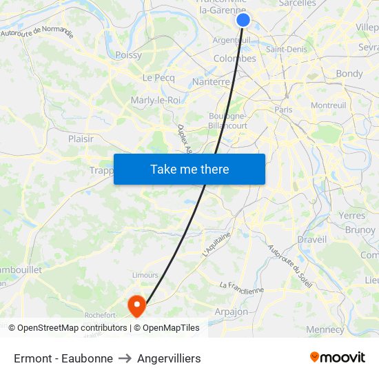 Ermont - Eaubonne to Angervilliers map