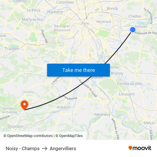 Noisy - Champs to Angervilliers map