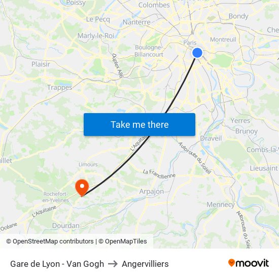 Gare de Lyon - Van Gogh to Angervilliers map