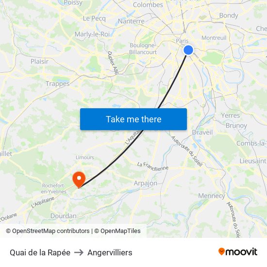 Quai de la Rapée to Angervilliers map