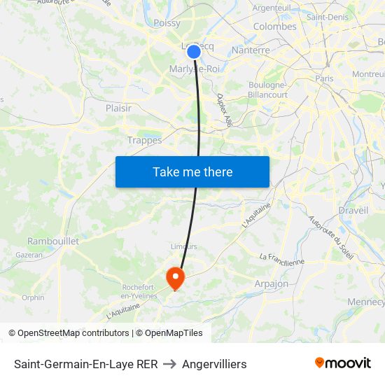 Saint-Germain-En-Laye RER to Angervilliers map