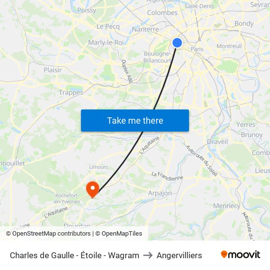 Charles de Gaulle - Étoile - Wagram to Angervilliers map