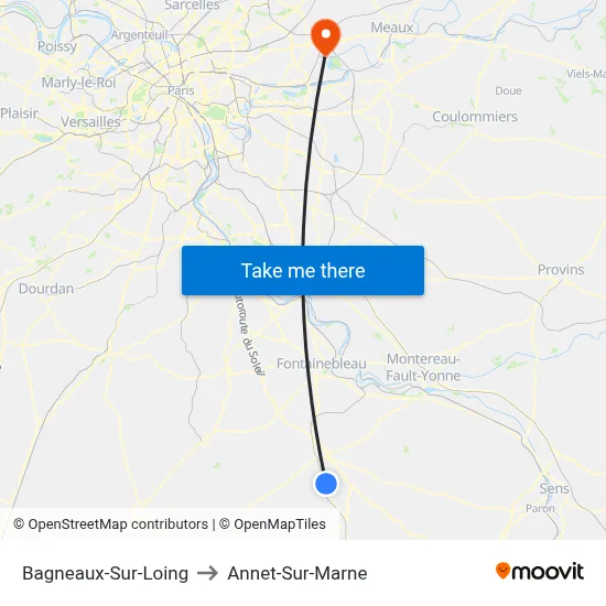 Bagneaux-Sur-Loing to Annet-Sur-Marne map