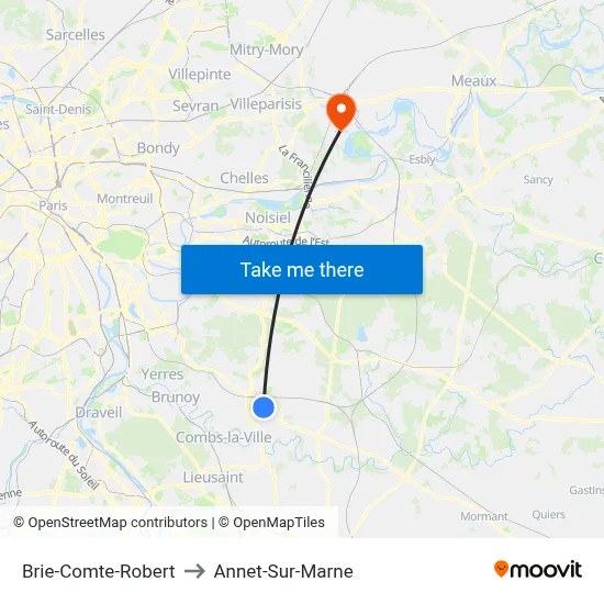 Brie-Comte-Robert to Annet-Sur-Marne map