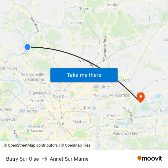 Butry-Sur-Oise to Annet-Sur-Marne map