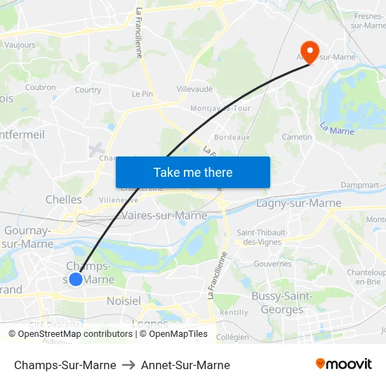 Champs-Sur-Marne to Annet-Sur-Marne map