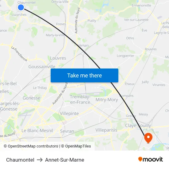 Chaumontel to Annet-Sur-Marne map