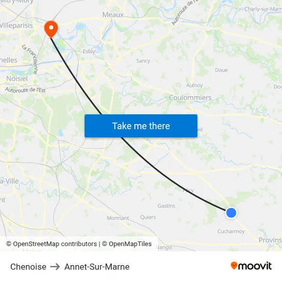 Chenoise to Annet-Sur-Marne map