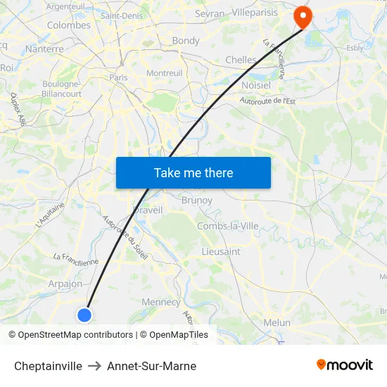 Cheptainville to Annet-Sur-Marne map