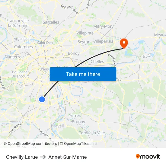 Chevilly-Larue to Annet-Sur-Marne map