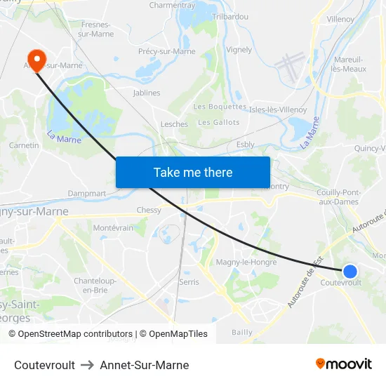 Coutevroult to Annet-Sur-Marne map
