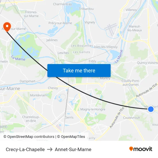 Crecy-La-Chapelle to Annet-Sur-Marne map